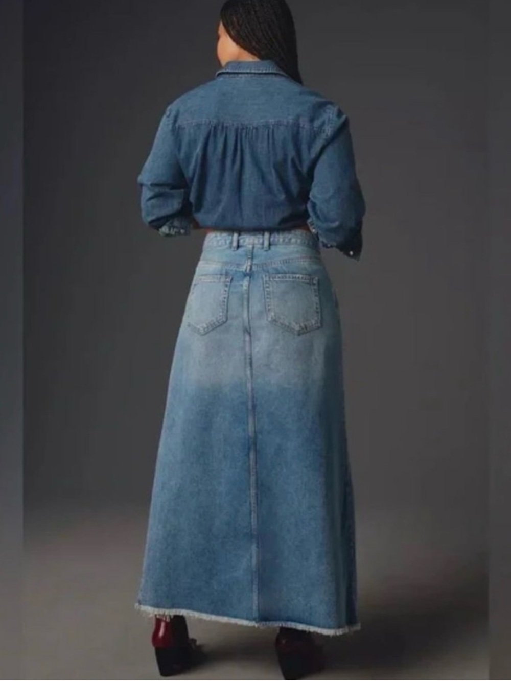 Pilcro Maxi Denim Skirt Madi Front Slit Denim Skirt Endless Summer Wash Size 2 - Picture 2 of 8